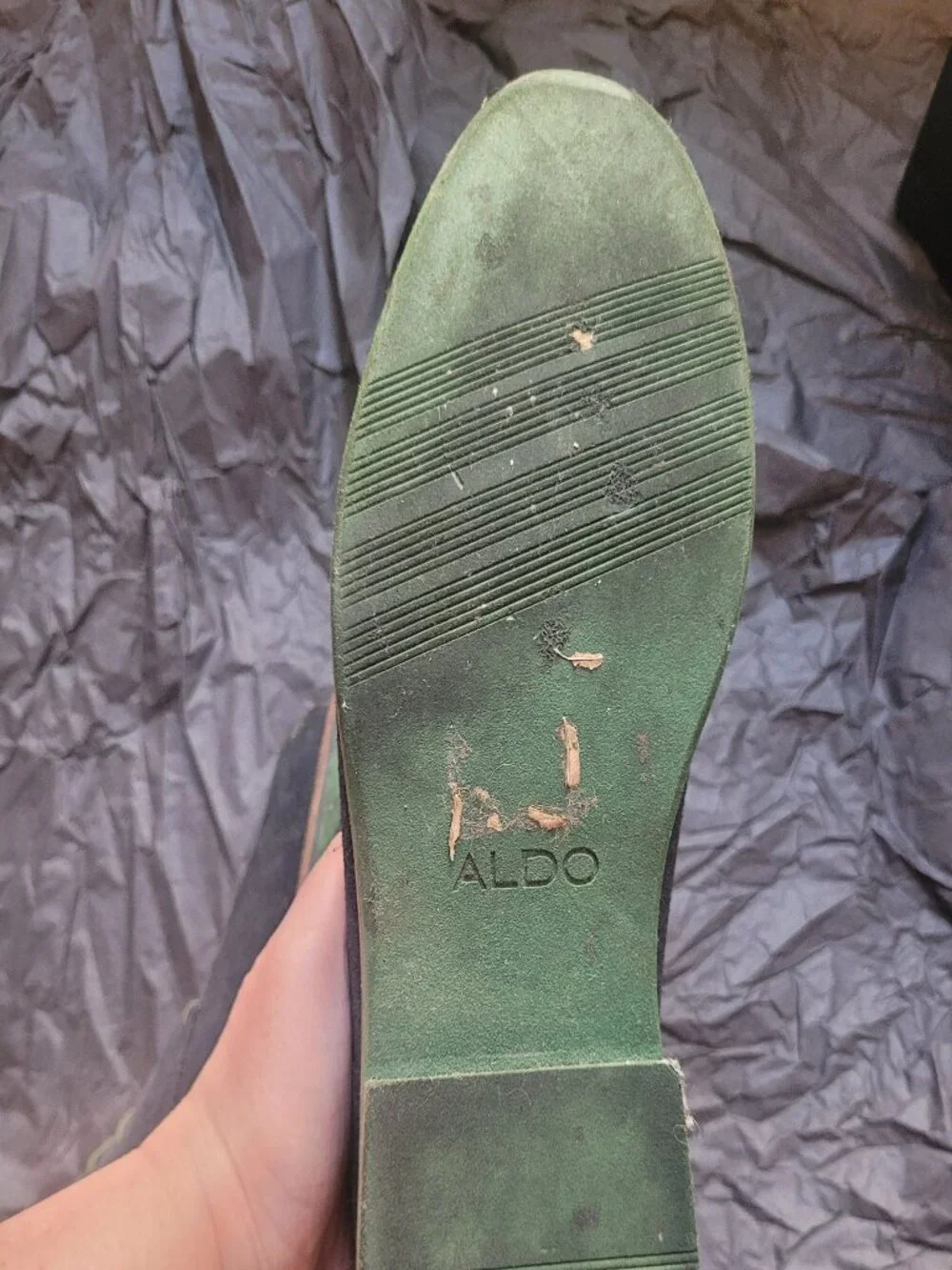 EUC Aldo Marg Lace Up Mens Shoes Navy Suede Light Green Soles Laces Size US 9.5